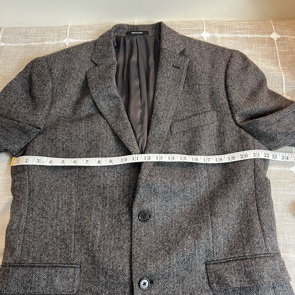 Lauren Ralph Lauren Grey Herringbone 100% Wool Blazer Sport Coat Men’s 44R Slim - Picture 8 of 10
